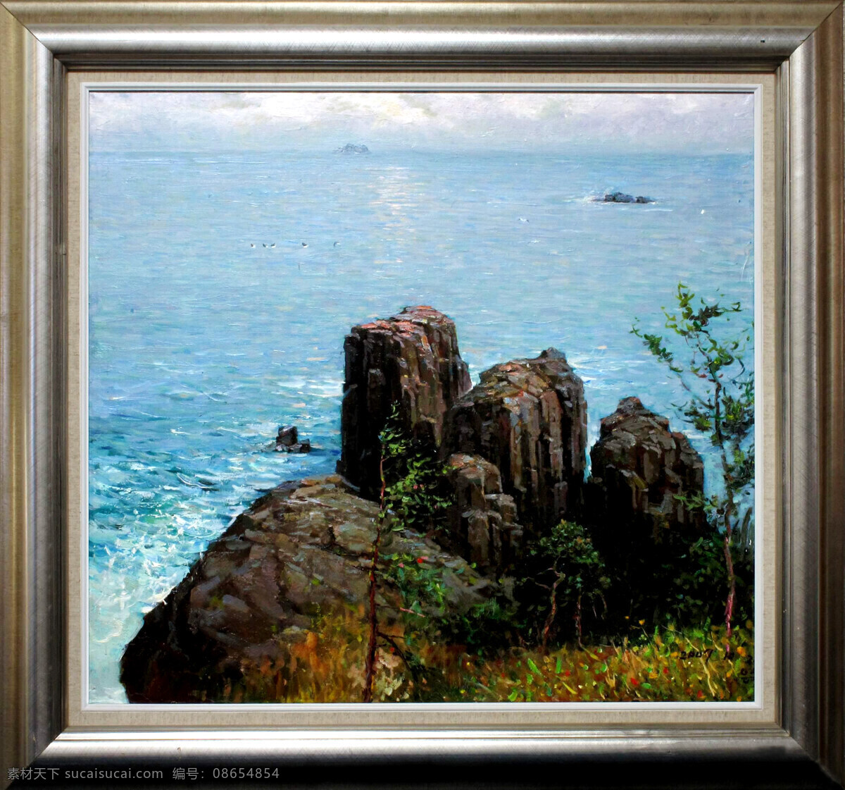 美丽 海景 礁石 高清风景油画 美丽海景礁石 油画素材下载 油画 装饰素材