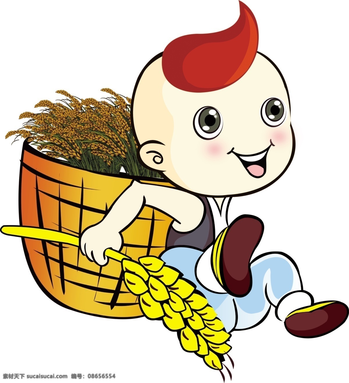 背稻穗的小孩 背稻穗 小孩 稻穗 背篓 男孩