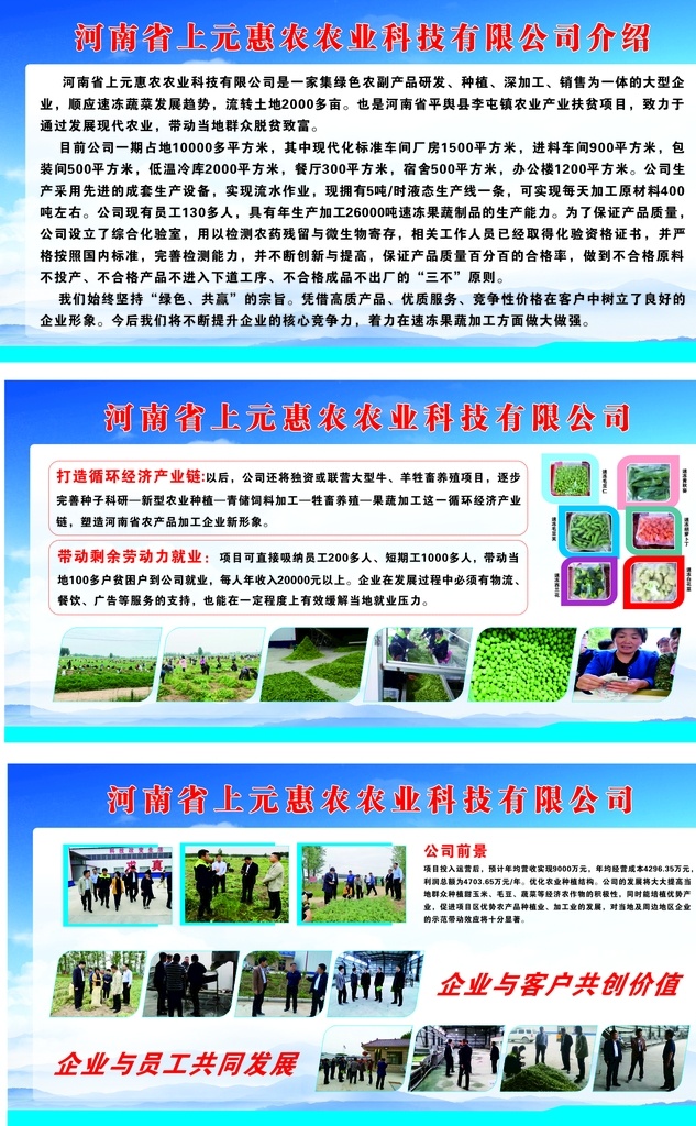 上元 惠农 报栏 展示 栏 农业 展示栏 公司发展 介绍 未来 前景 海报