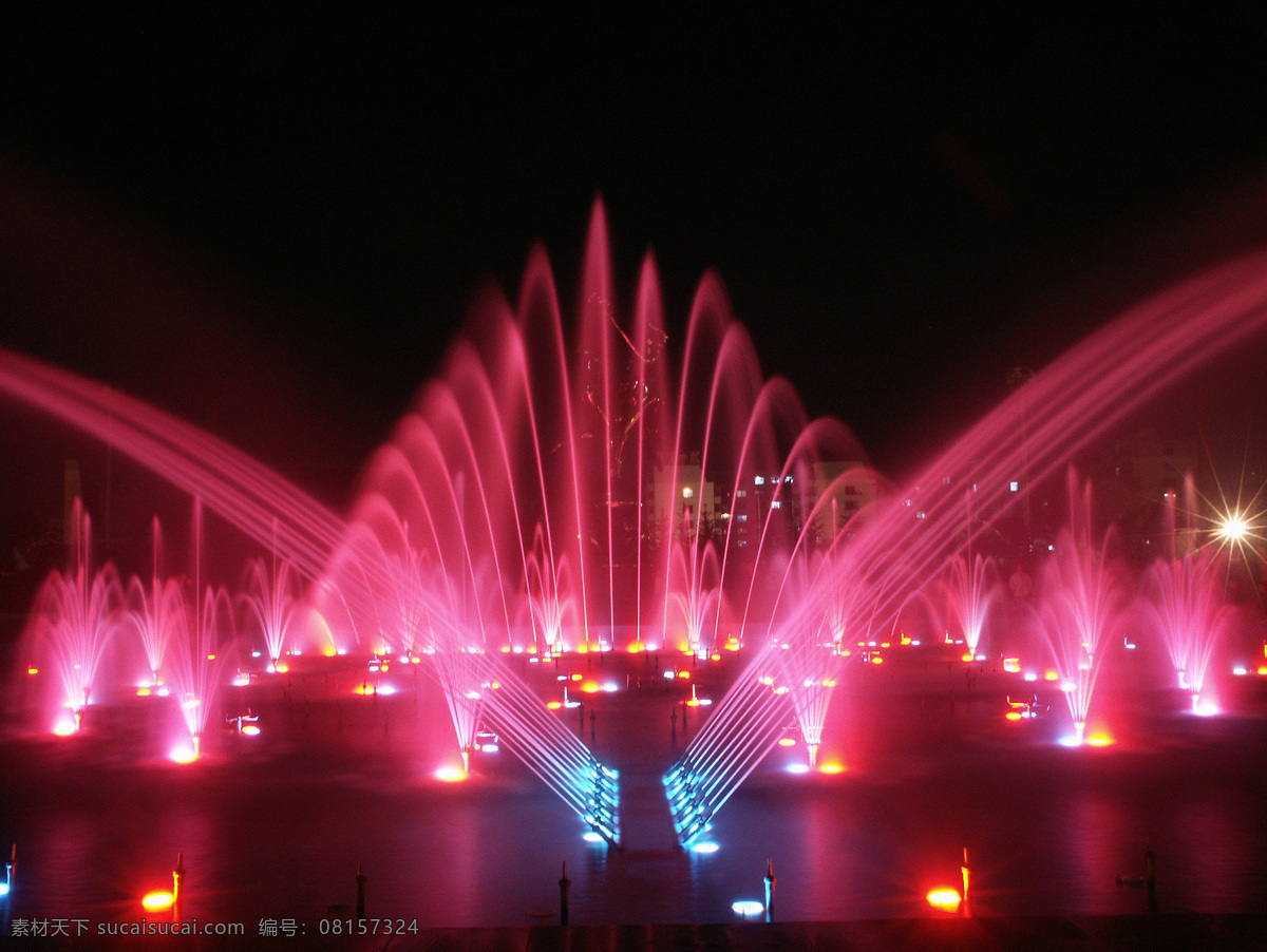 葫芦岛 喷泉 夜景 自然景观 风景名胜 摄影图库