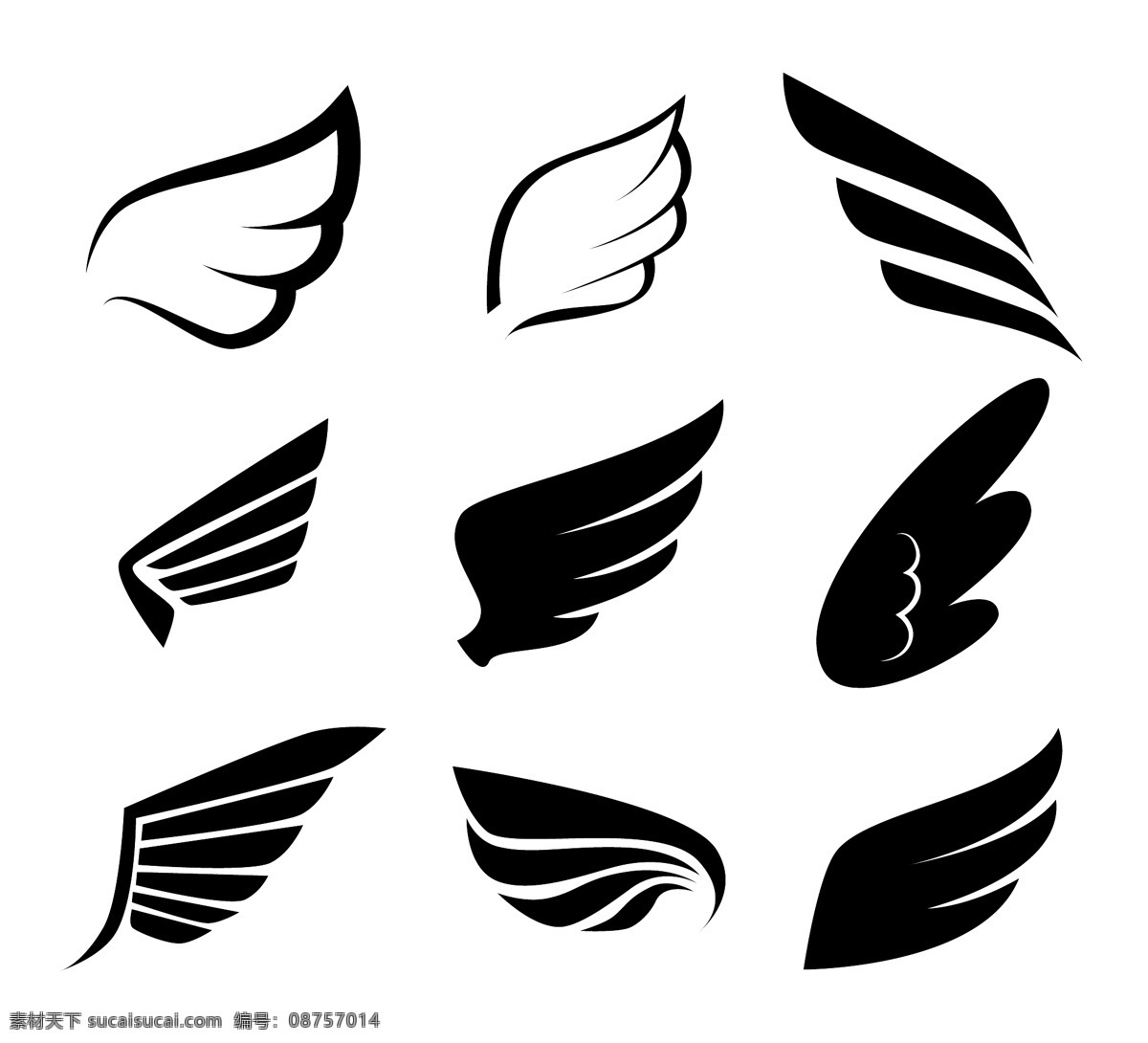 翅膀 羽毛 天使翅膀 翅膀设计 翅膀素材 鸟类翅膀 纹身图案 手绘 矢量