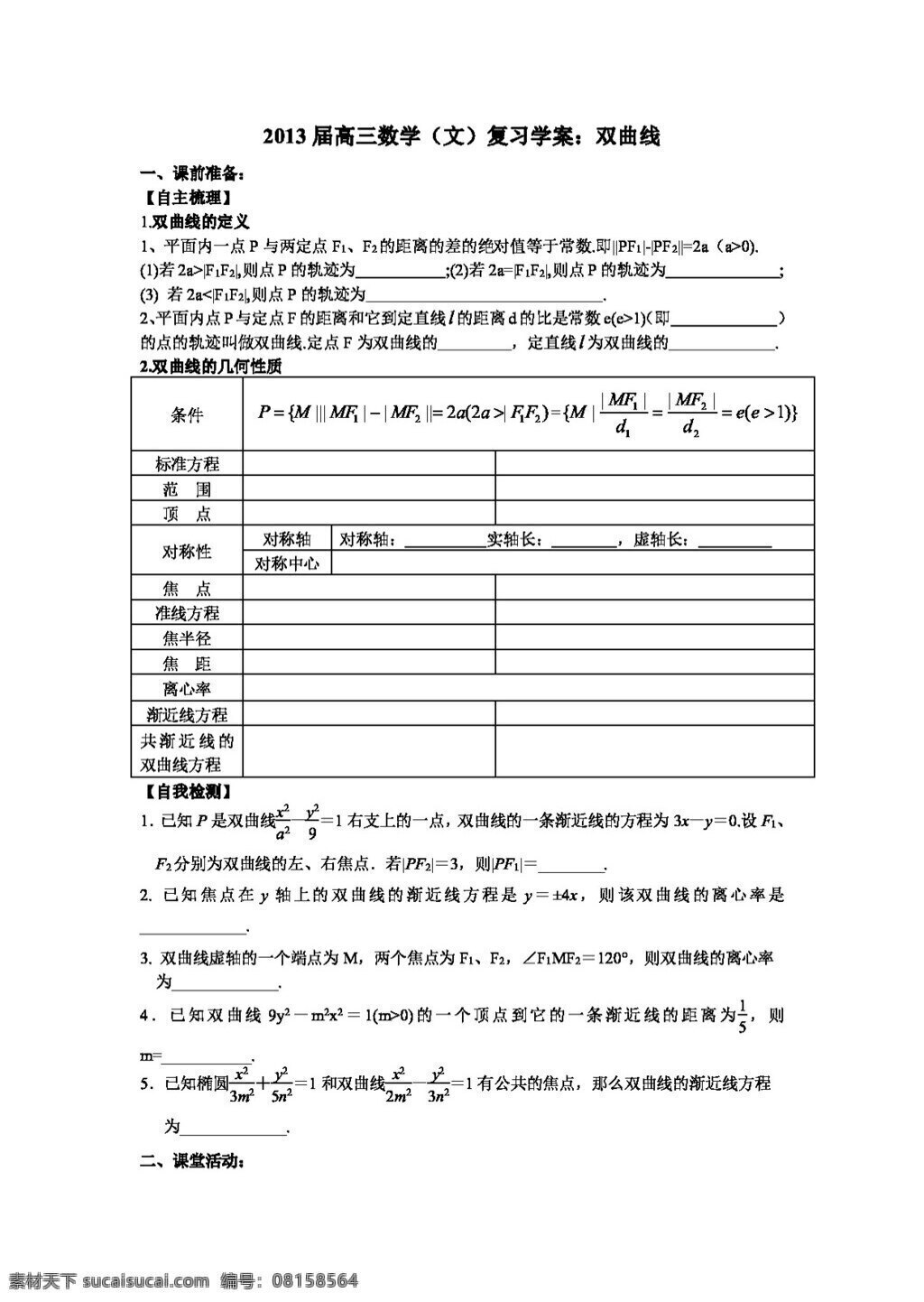 数学 苏 教 版 高三 文 复习 学 案 双曲线 高考专区 苏教版 学案
