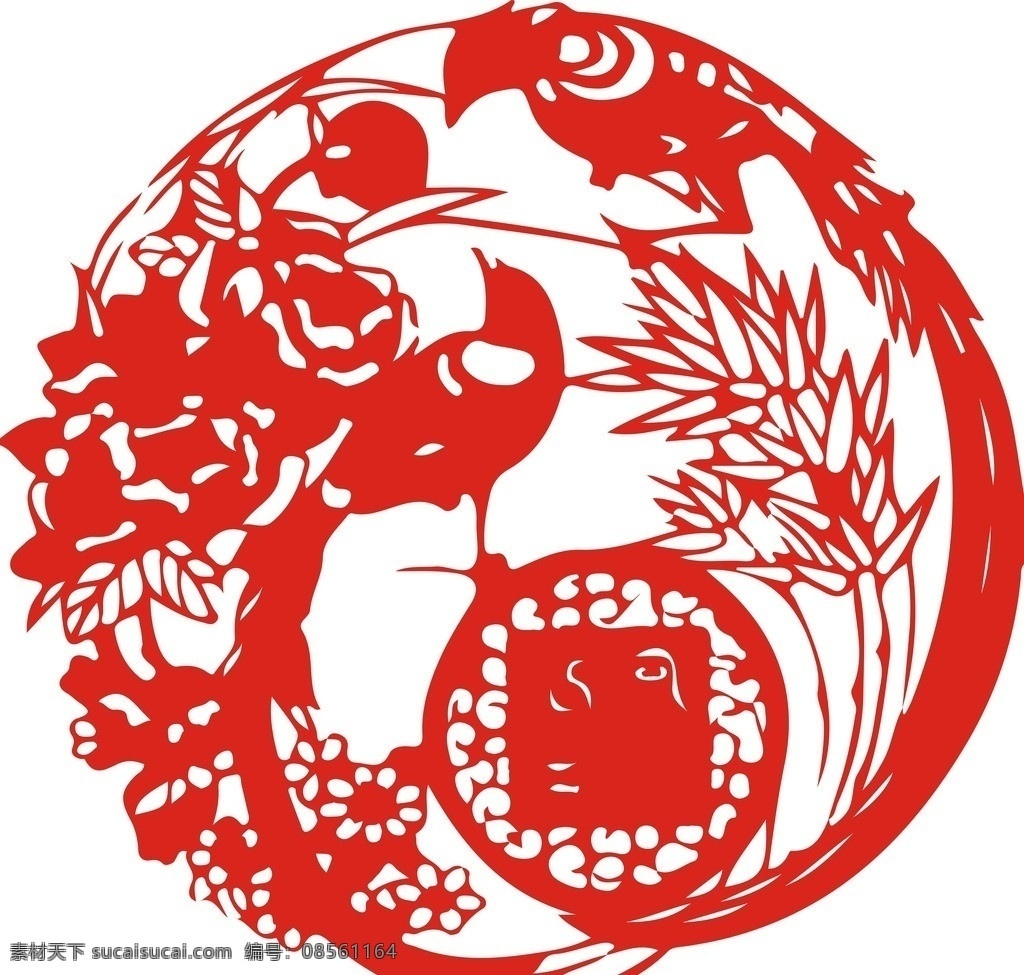 喜鹊 剪纸艺术 图 矢量 剪纸 艺术图 风景 传统文化 文化艺术