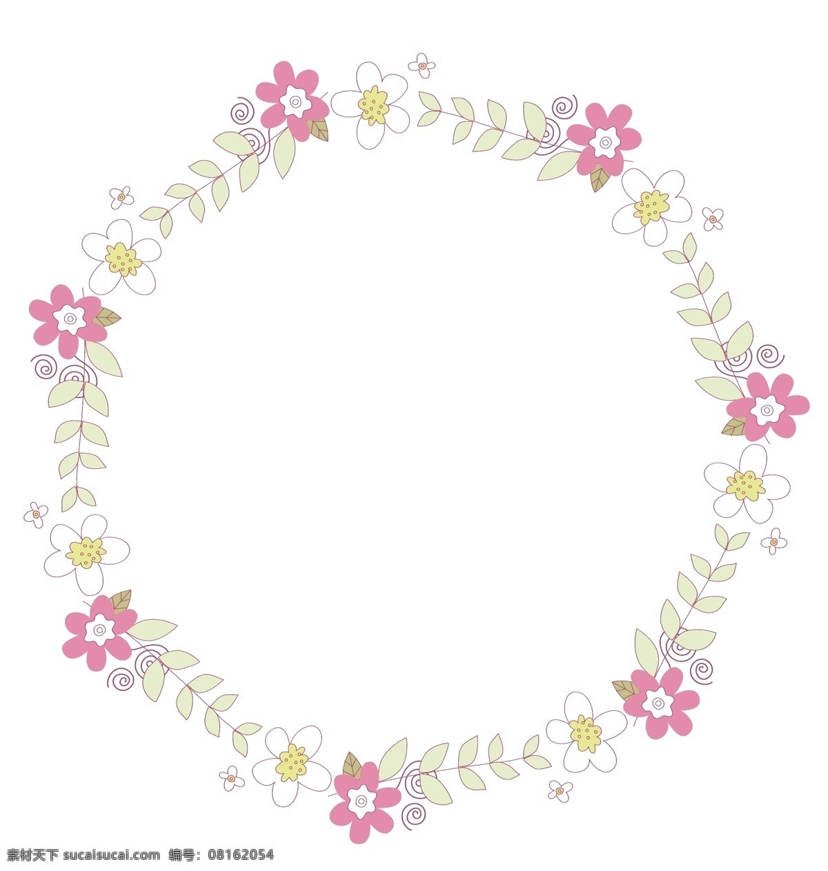 矢量 卡通 扁平化 粉色 花朵 边框 矢量花朵边框 卡通花朵边框 粉色花朵边框 花朵边框 花朵卡通边框