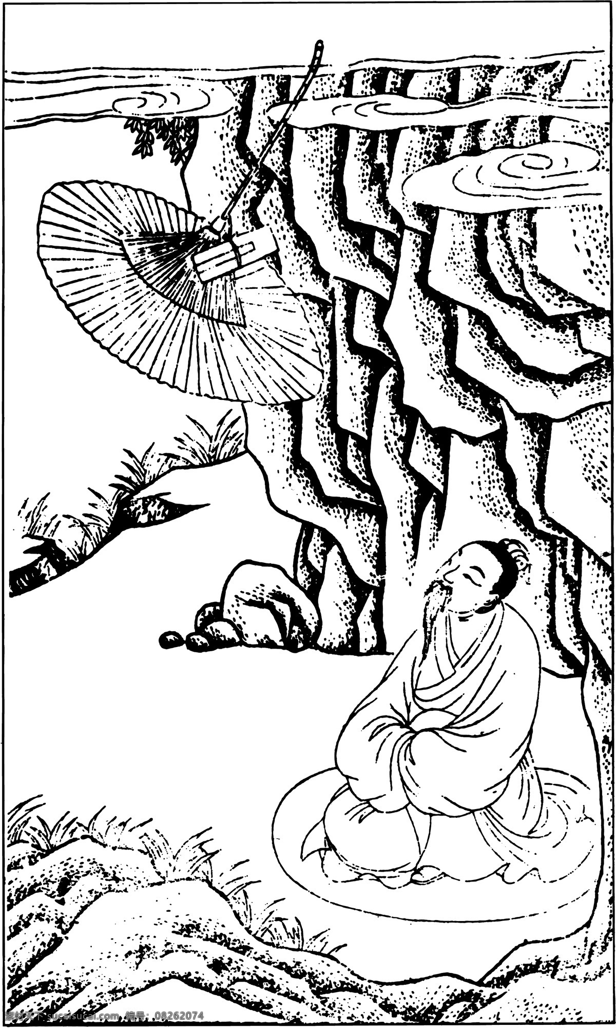 古板 画 佛教 观音 和尚 古板画 佛教人士 矢量图 矢量人物
