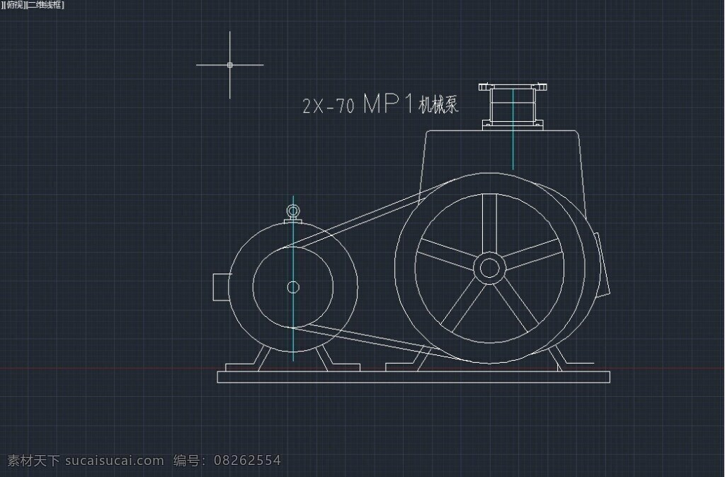 mp1机械泵 真空系统 机械泵 2x70型 dwg 黑色