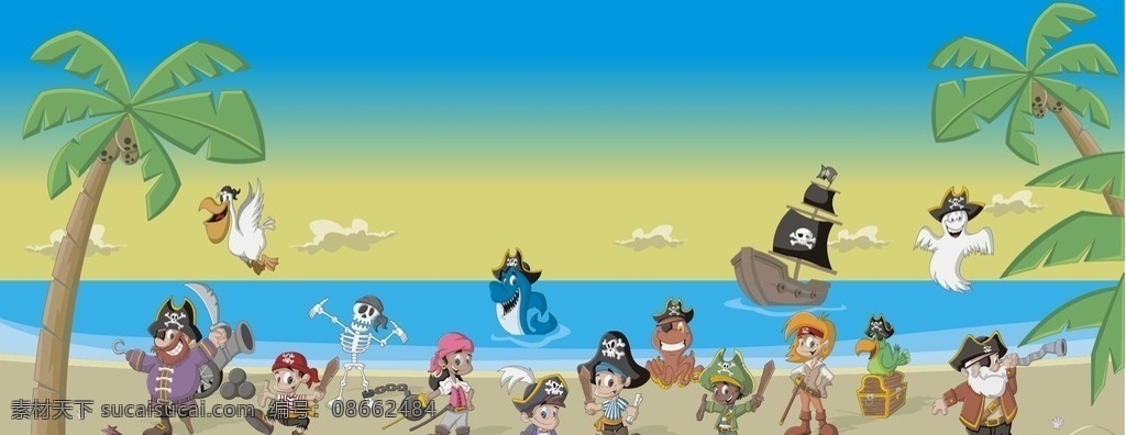 精美 海盗 卡通 人物 矢量 椰子树 女海盗 男人头像 卡通海盗 卡通人物 头像 卡通人物漫画 卡通人物形象 日常生活 矢量人物 矢量素材 卡通设计
