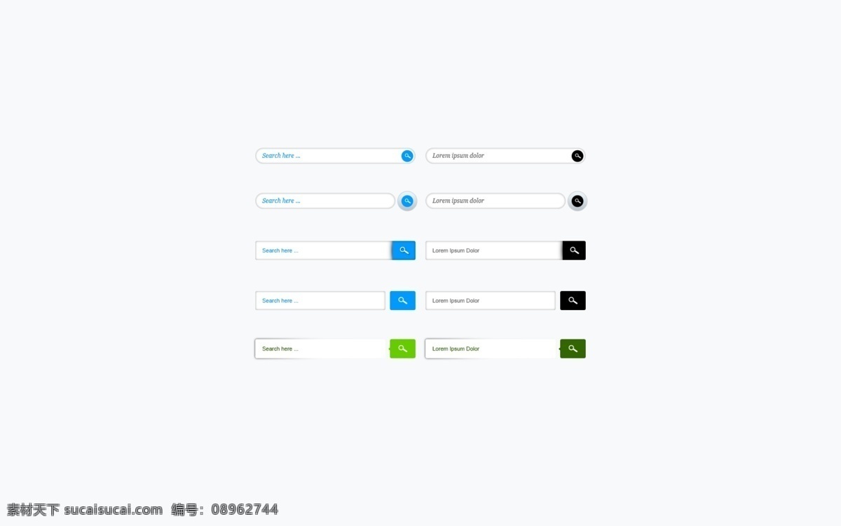 搜索框 放大镜框 蓝色 黑色 绿色 ui界面 分层