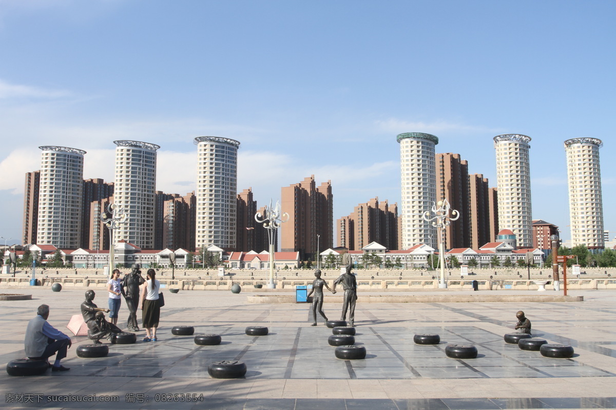 呼和浩特市 如意 广场 雕塑 内蒙古 呼和浩特 如意广场 建筑物 旅游摄影 国内旅游