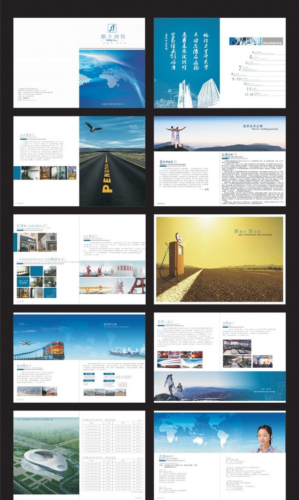 鹏飞 钢铁 画册设计 钢铁画册 工业 企业画册 地球点阵图 企业文化 机器设备 矢量画册 矢量