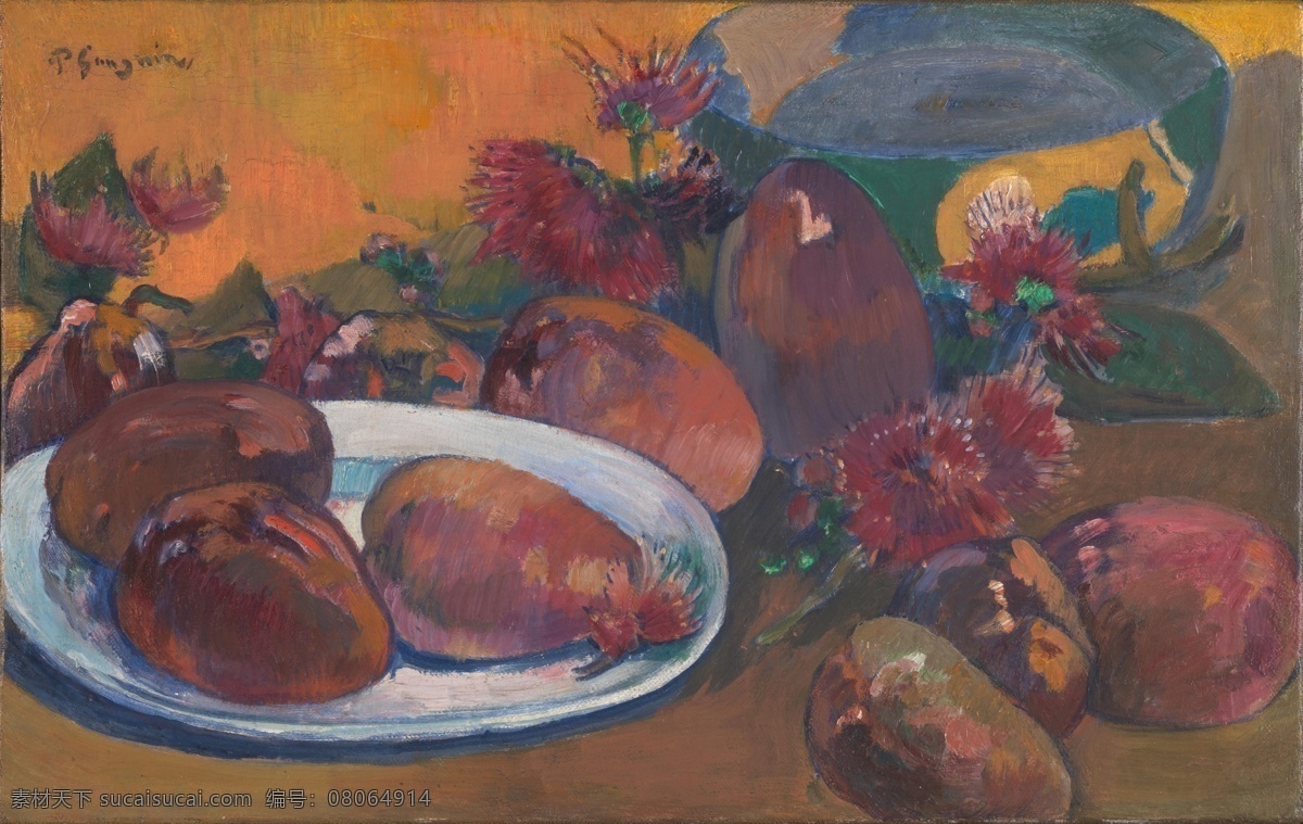 mangoes 水果 疏菜 静物 油画 超 写实主义 with life still gauguin paul 写实 果蔬 名家 酒店 装饰画 装饰素材