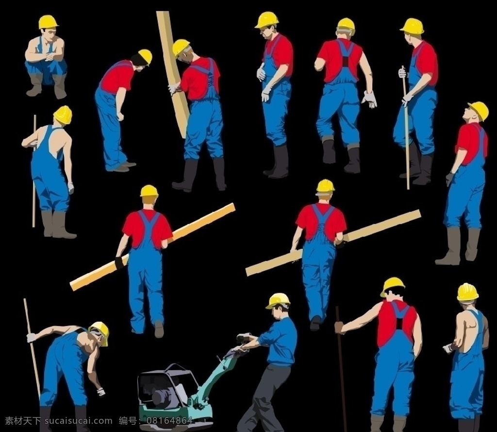 建筑施工人物 施工人物 建筑工人 男人 木头 研磨机 工作 工人 设计素材 分层 源文件