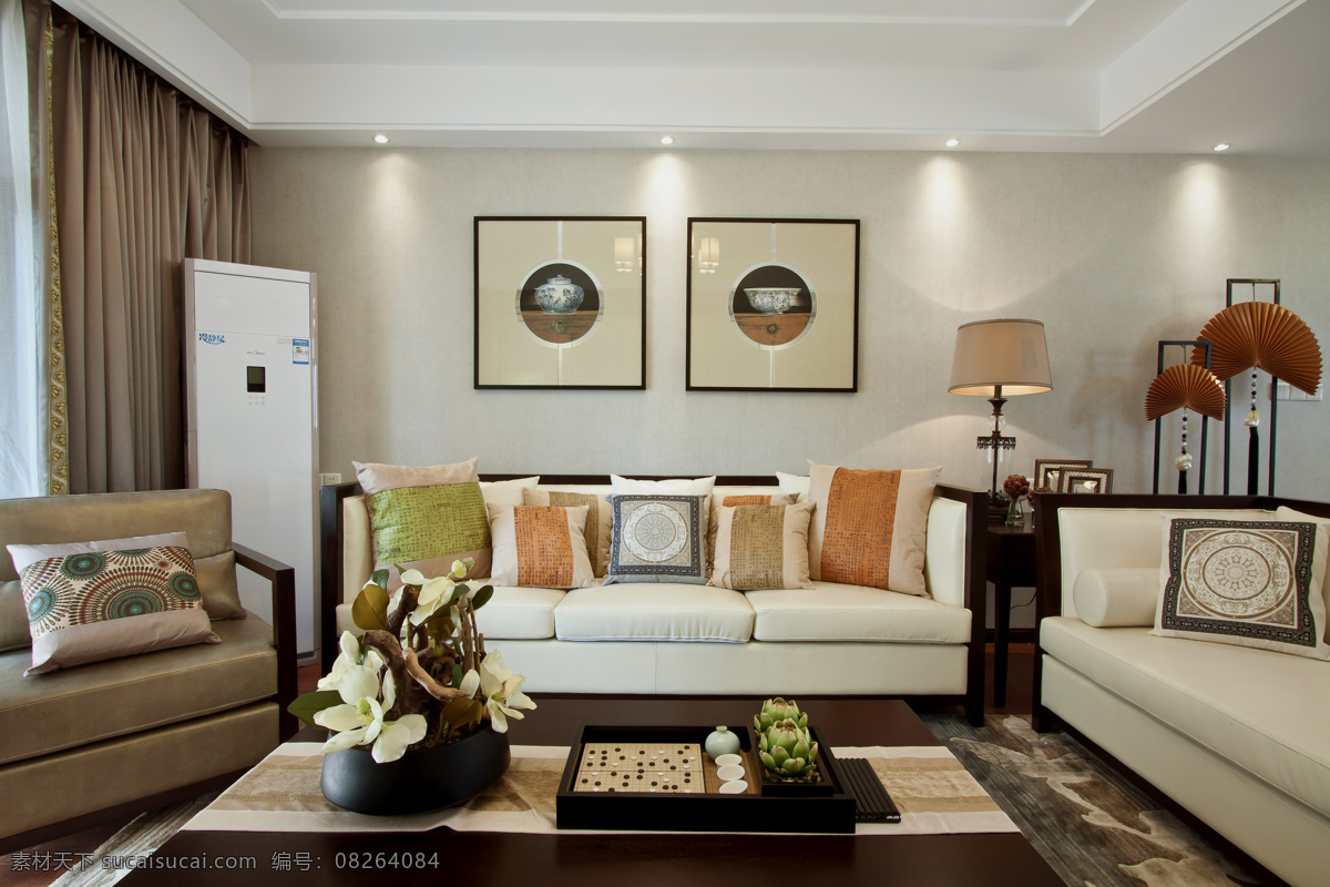 现代 时尚 客厅 白色 背景 墙 室内装修 效果图 客厅装修 素色沙发 白色背景墙 实木茶几