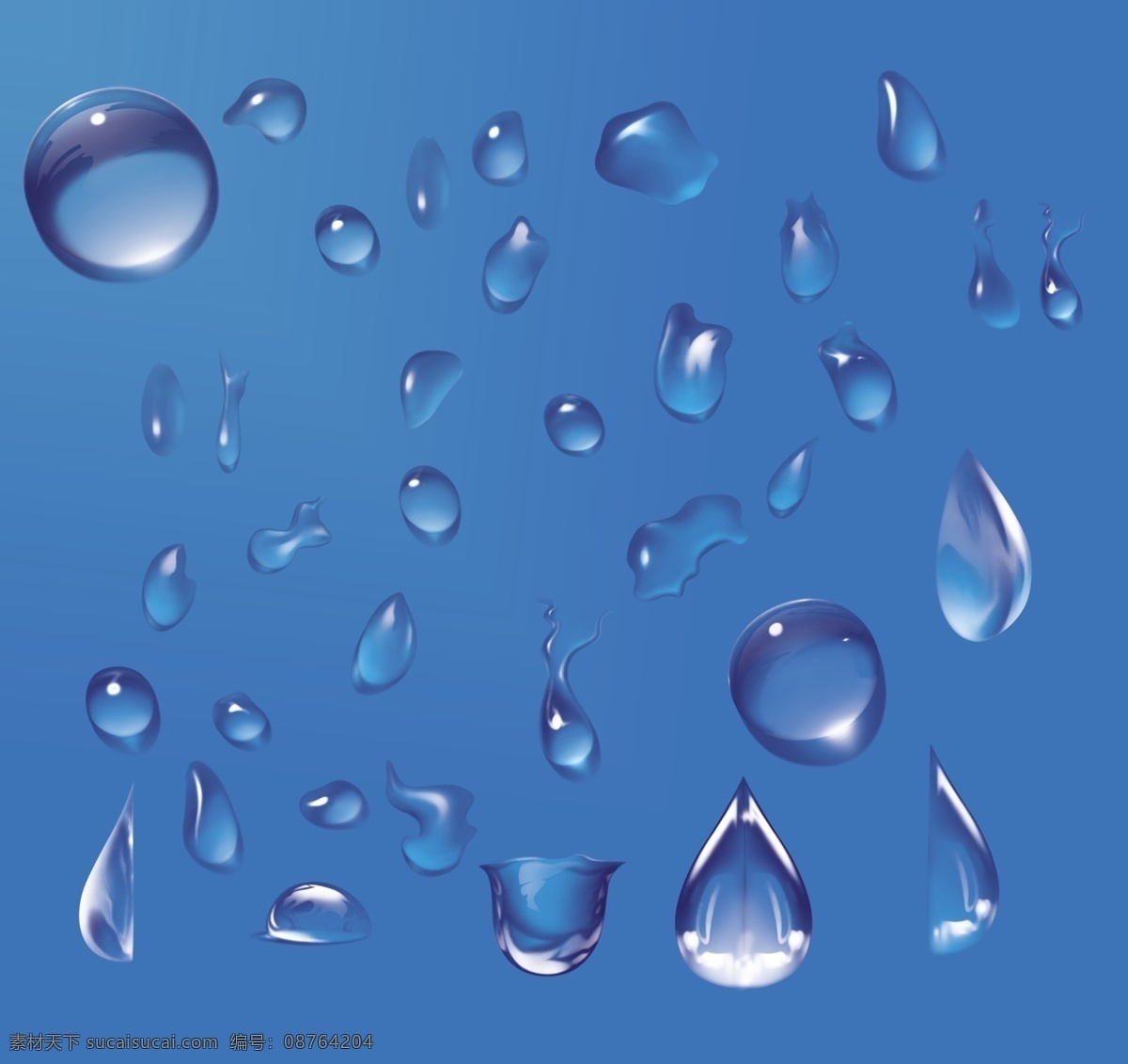 水滴 蓝色水滴 水滴素材 质感水滴 水珠 晶莹通透 闪光 分层 源文件