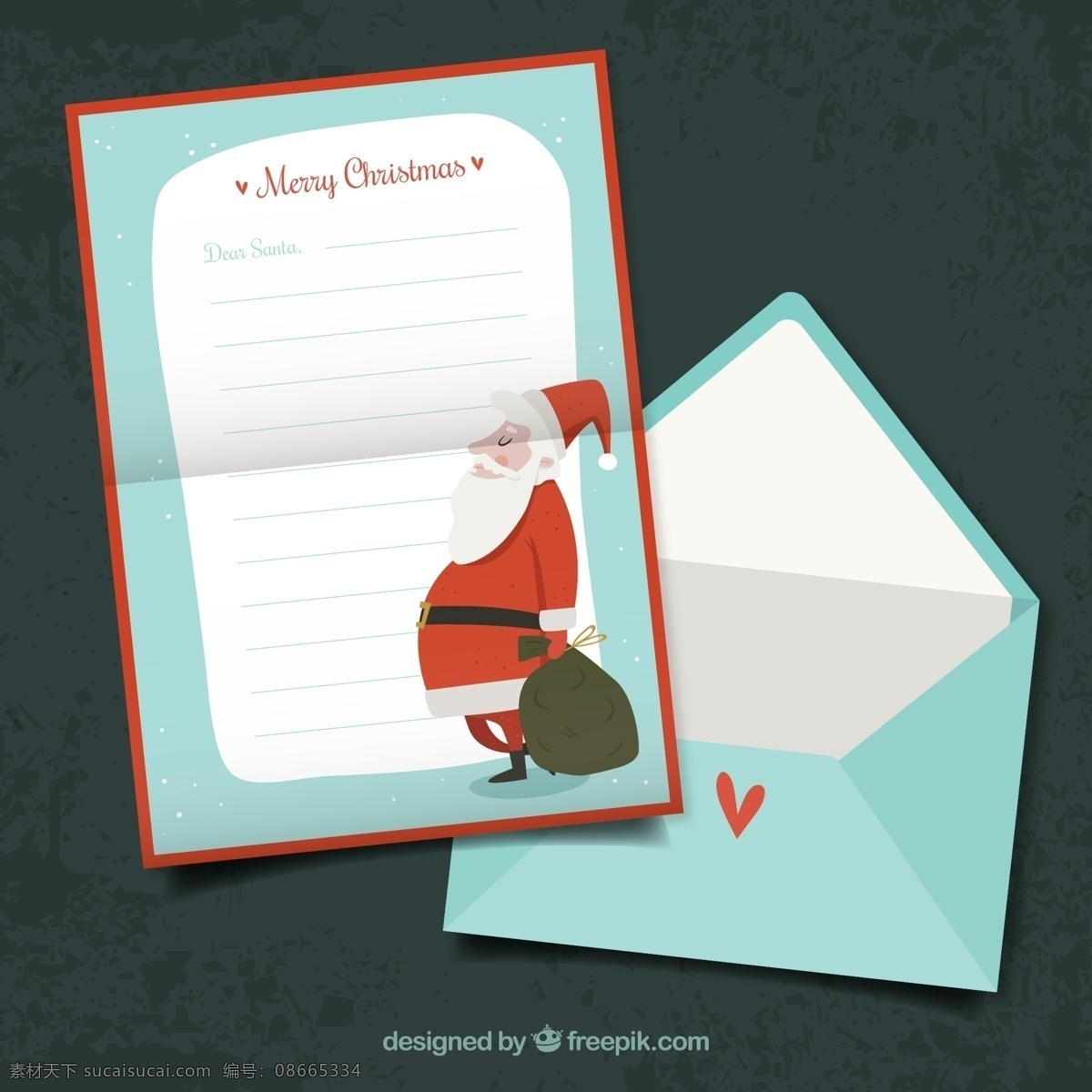 彩色 圣诞老人 信纸 信封 矢量图 创意 节日 圣诞 圣诞节 元素
