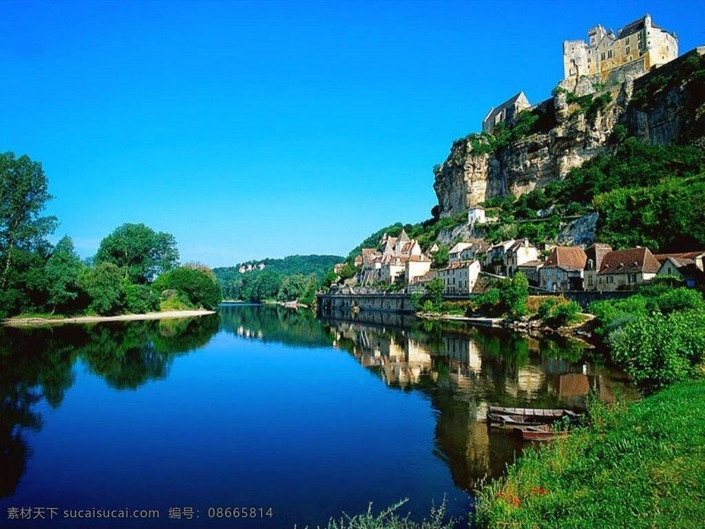 美丽 风景 背景 高山 河流 蓝天 美丽风景 小溪 云彩 背景图片