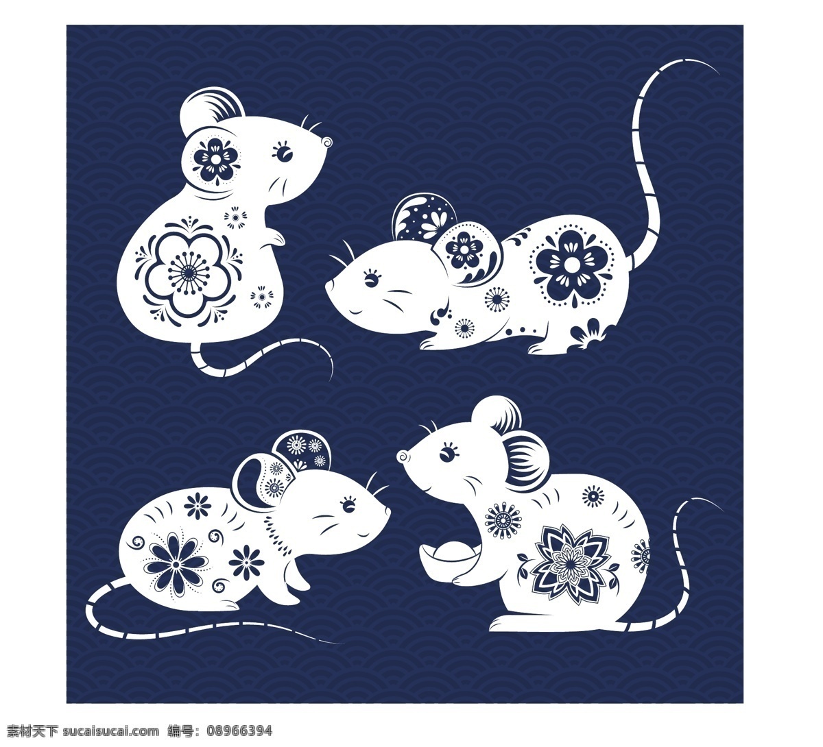 鼠年 剪纸老鼠 卡通老鼠 可爱老鼠 矢量素材