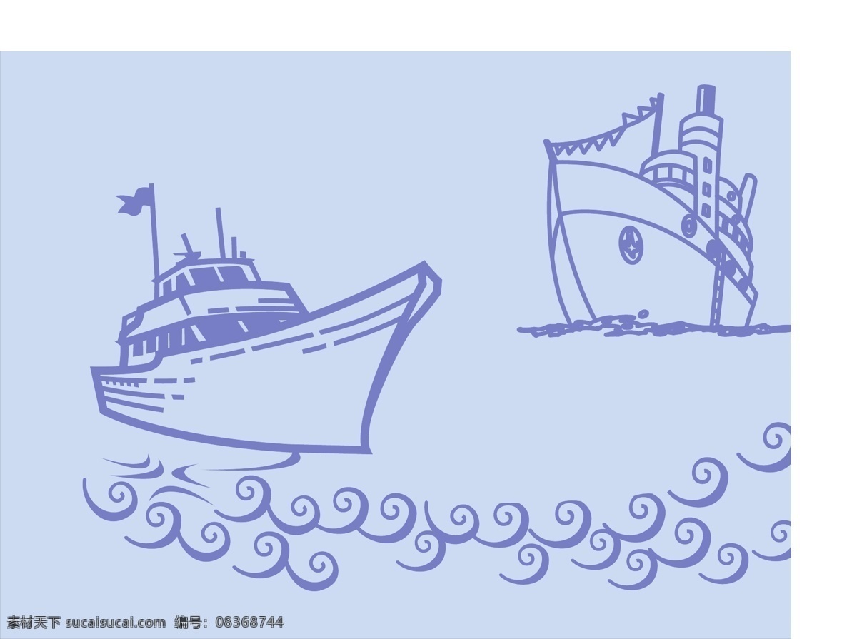 船 小船 海浪 儿童房 儿童背景 矢量图