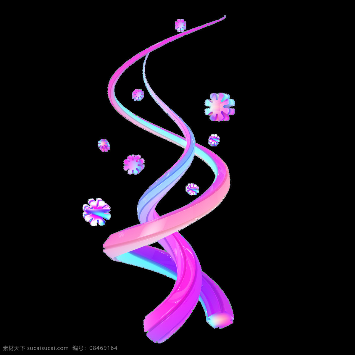 c4d 渐变 立体 蒸汽 波 风格 藤蔓 花瓣 背景 装饰 蒸汽波风格 海报背景