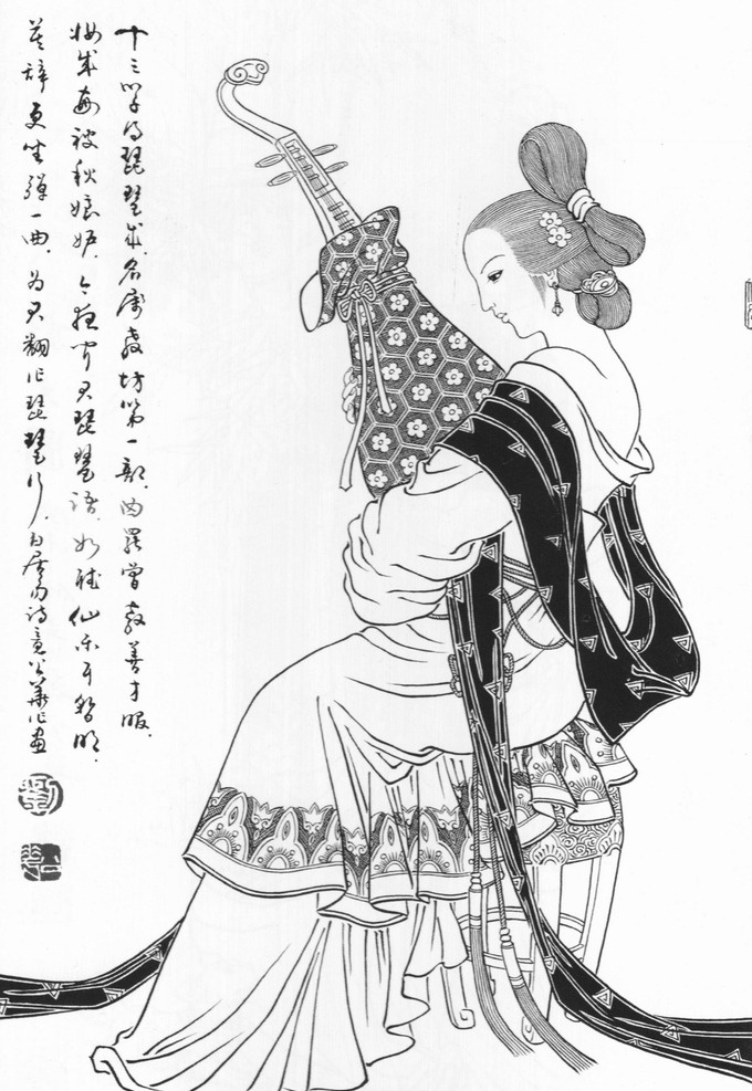 仕女 白描 非 高清 高清仕女白描 白描仕女图 工笔白描底稿 国画 水墨 绘画 工笔 古代人物 线勾图 仙女 绘画书法 文化艺术 仕女图