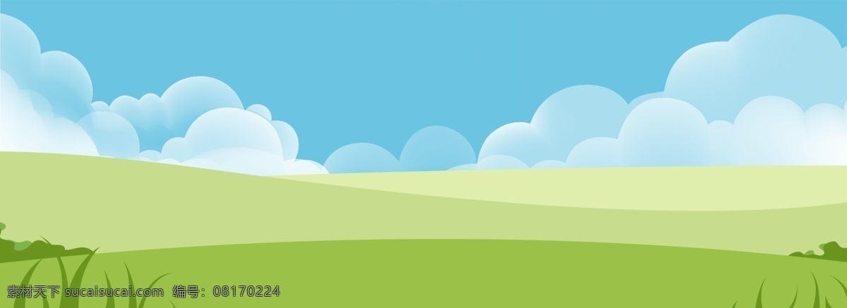 卡通 手绘 绿色植物 风景 插画 背景 风景插画背景 通用背景 广告背景 背景素材 背景展板 banner