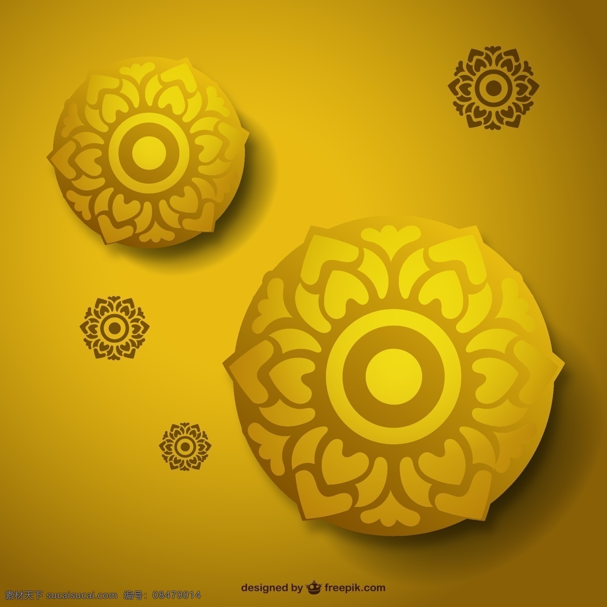 金色 花朵 圆盘 背景 矢量 圆形 花纹 莲花 矢量图