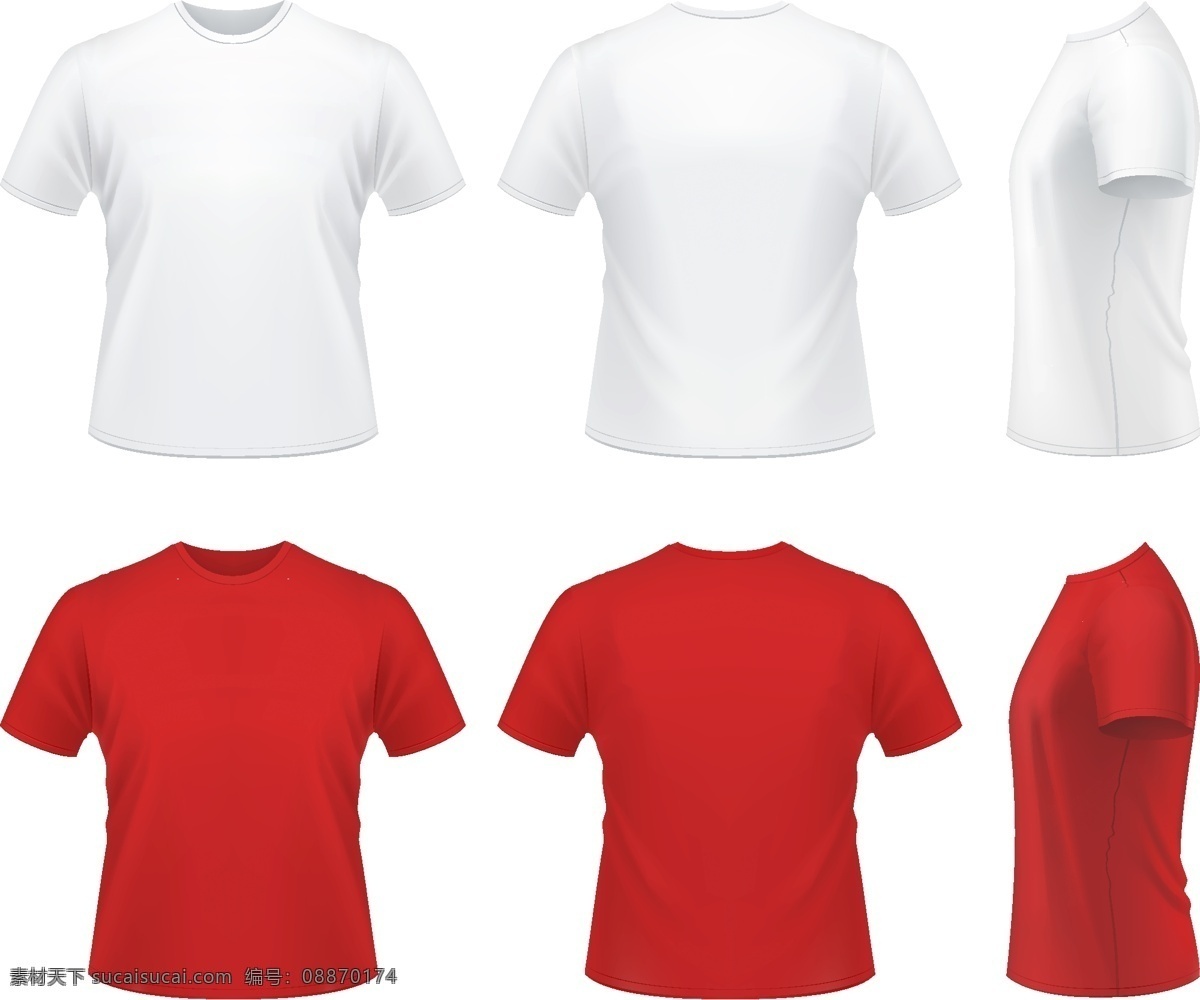 红色 白色 tshirt 矢量 矢量素材 矢量图 其他矢量图