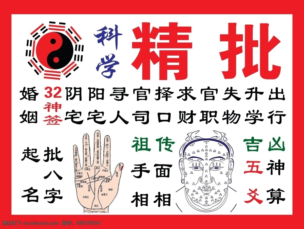 精批 八卦 算命 面相 手相 手穴位图 脸穴位图