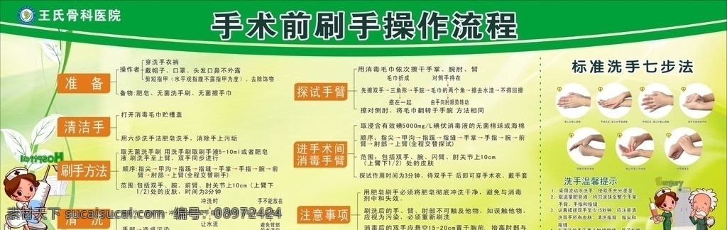 医院 手术 前 操作 展板 医院手术 操作流程图 七步洗手法 海报