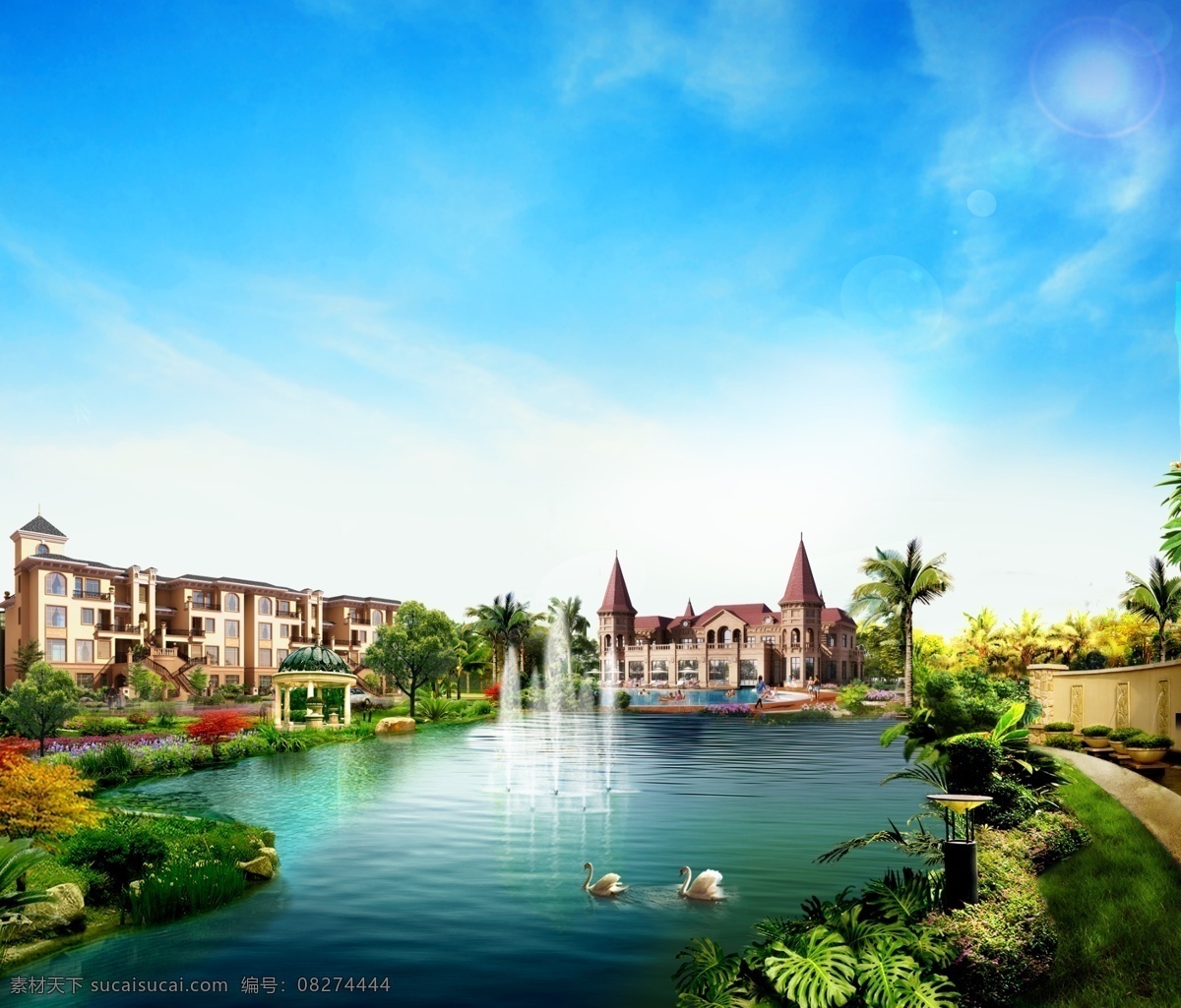 房地产湖景 湖景 恒大 园林 房地产 会所