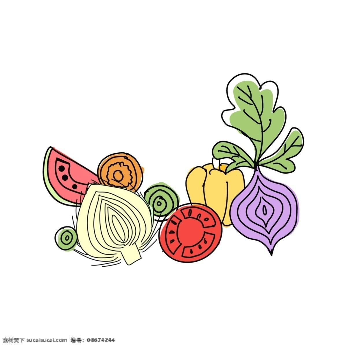 简 笔画 简单 蔬菜 插画 水果 简笔 卡通 儿童插画 ins风 扁平化