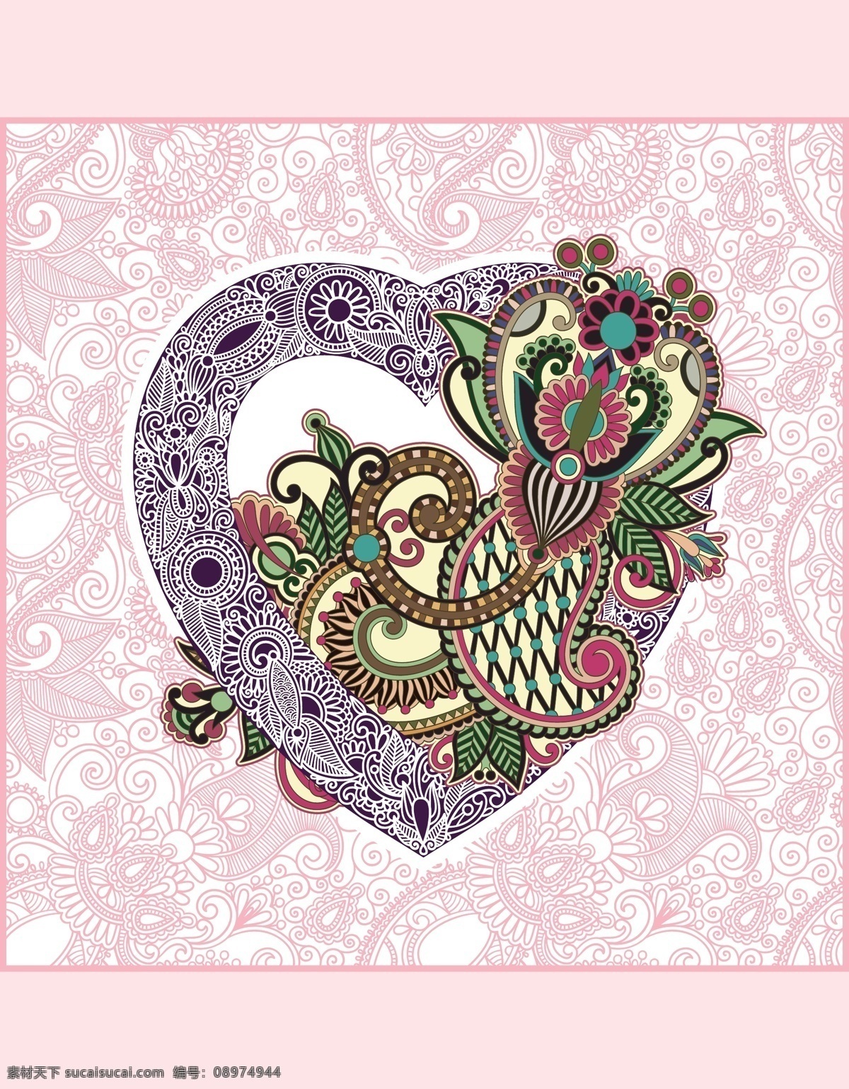 粉色 花纹 背景 爱心 图