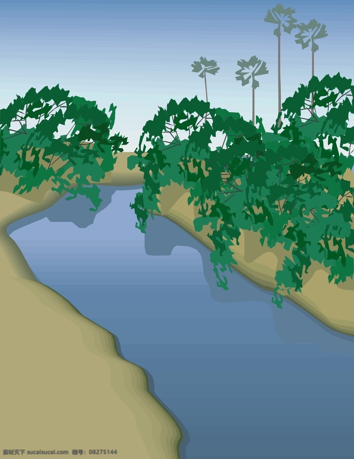 小河 风景 矢量图 其他矢量图