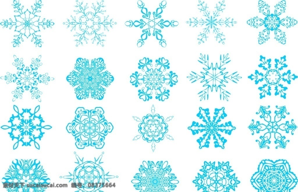 各种形状 矢量素材 雪花 精美雪花 六角雪花 六边形 矢量图