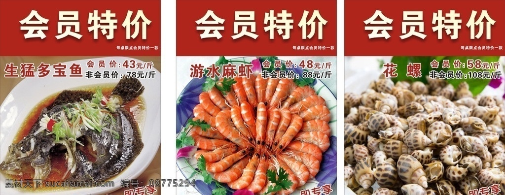 会员特价 海鲜特价 麻虾特价 多宝特价 花螺特价 海鲜 菜单菜谱