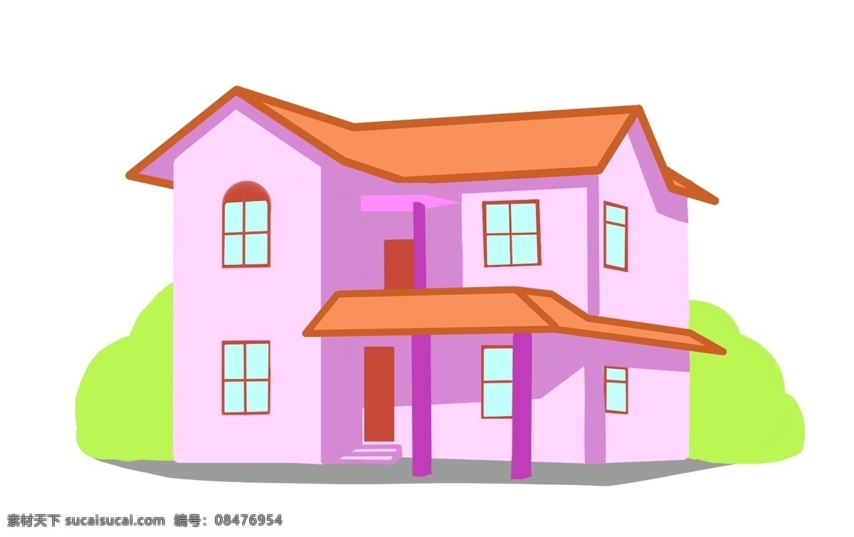 建筑 房屋 卡通 插画 粉色的房屋 卡通插画 房屋插画 房子 别墅 小区 城市建设 美丽的房屋
