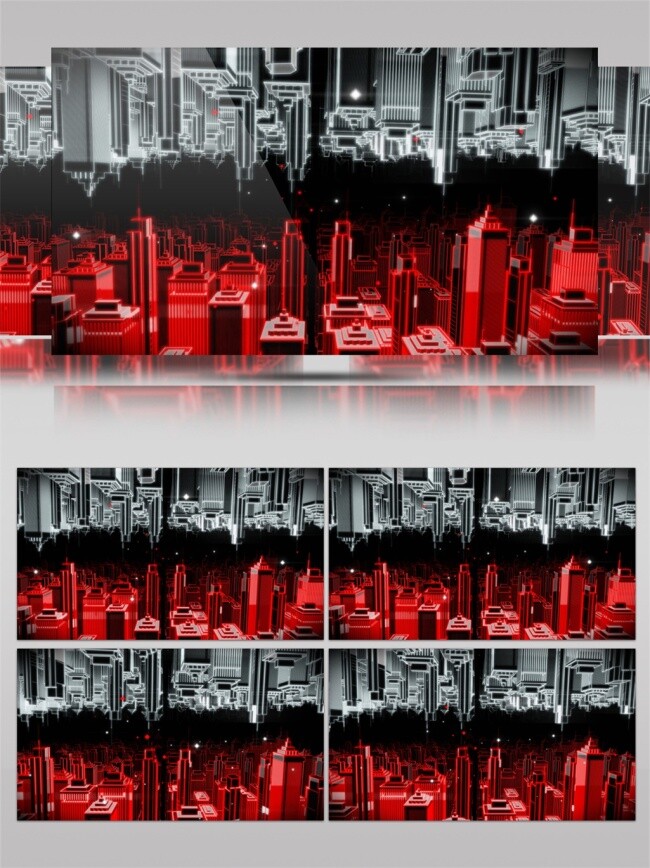 红色 梦幻 城市 动态 视频 光束 灰色 高清素材 唯美素材 光景素材