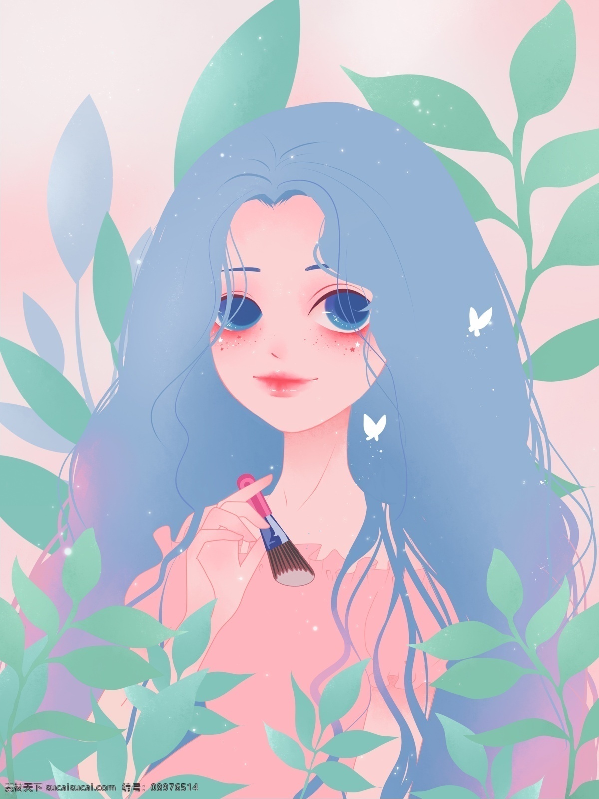 护肤美容 少女 小 清新 插画 化妆 护肤 小清新 壁纸 头像 插画化妆 脸部护理 美人 美容护肤 美容日 女孩美容 人物插画 美女插画 背景