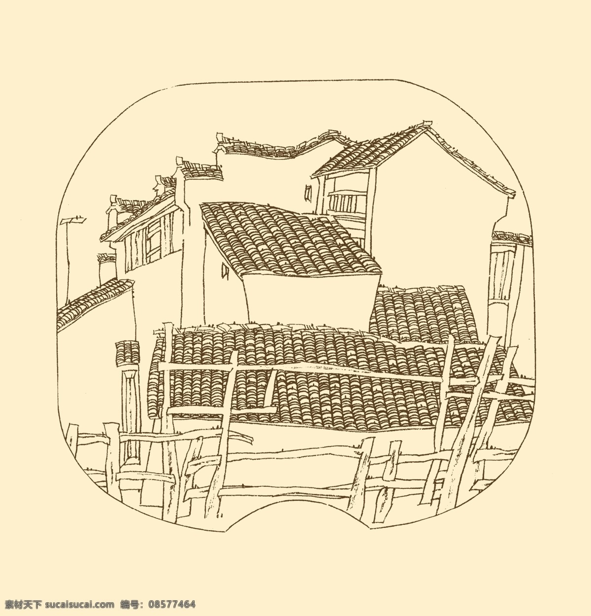 皖南古民居 白描 构图 建筑 古建筑 线描 勾勒 线条 民居 速写 钢笔画 徽派建筑 皖南 古 资料集 风景 分层 源文件