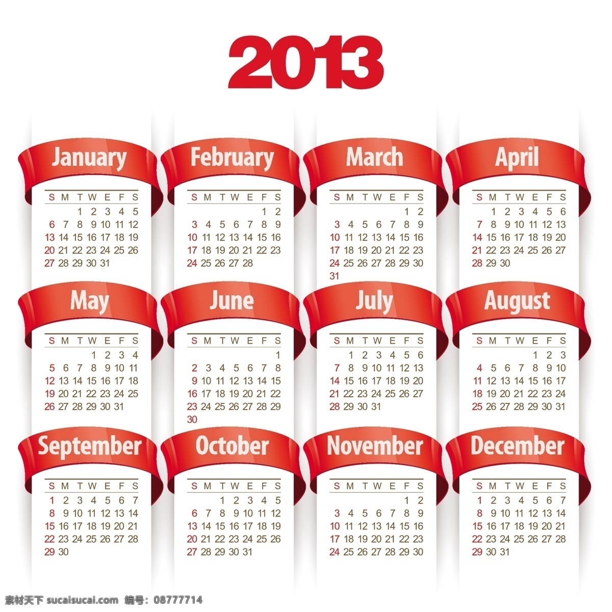 2013 年 日历 矢量图 其他矢量图