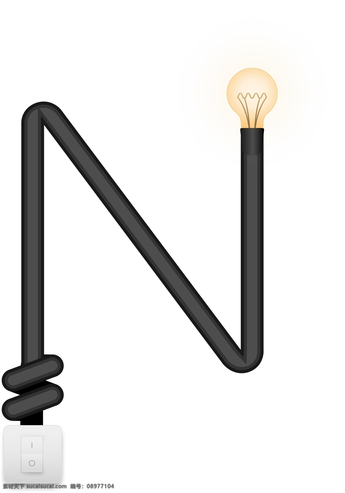创意 矢量 灯光 字母 灯管 插座 字母n 创意灯光 灯管插座