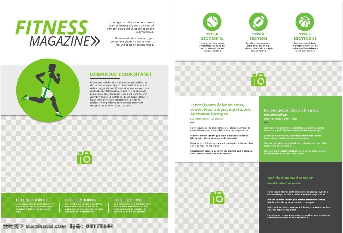 绿色健身杂志 宣传小册子 商务 宣传单 体育 健身 绿色 模板 杂志 颜色 小册子模板 传单 宣传片 文具 小册子 杂志模板 适合 运动 白色