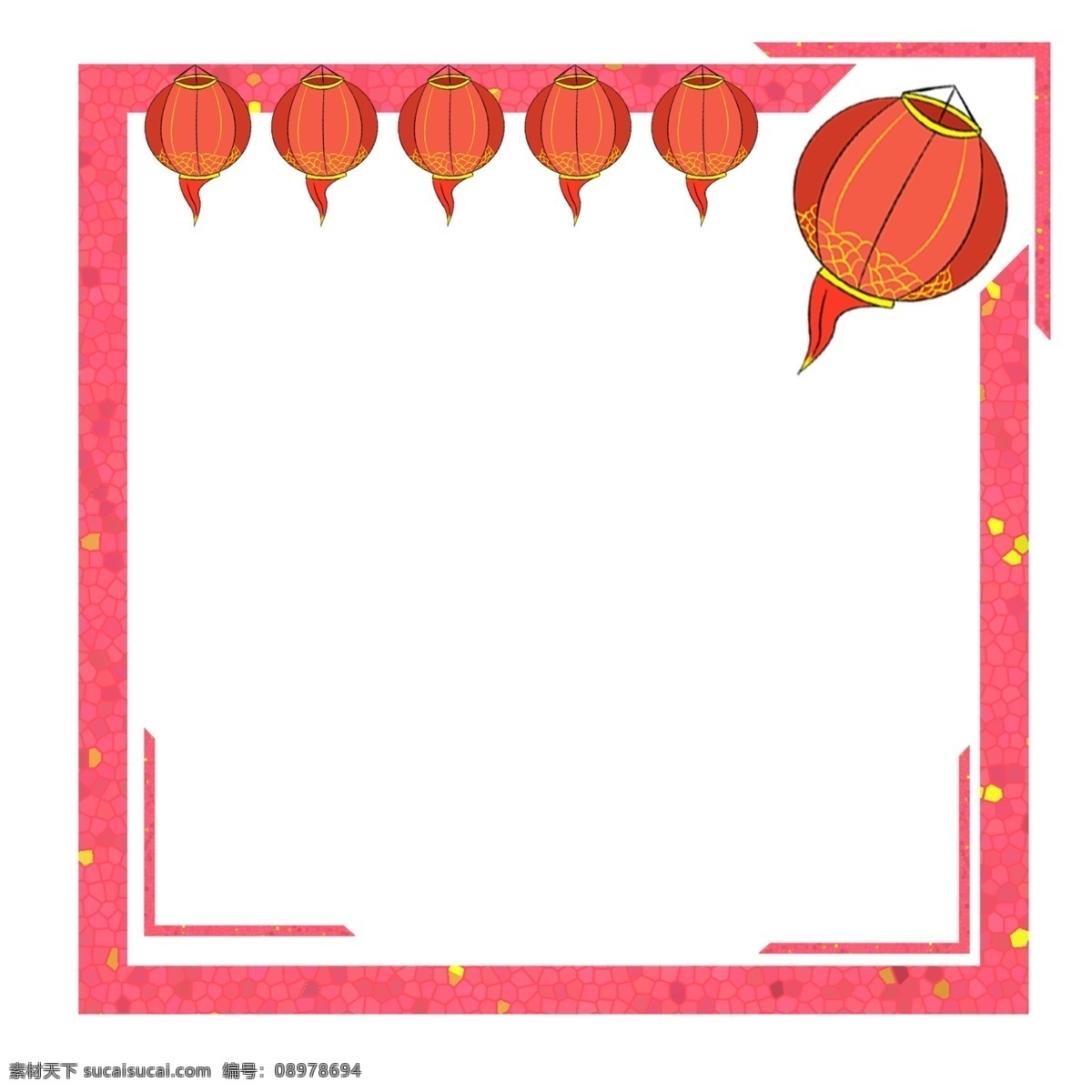 春节 新年 喜庆 边框 新年快乐 灯笼 红色 猪年 猪年边框 春节边框 手绘风格