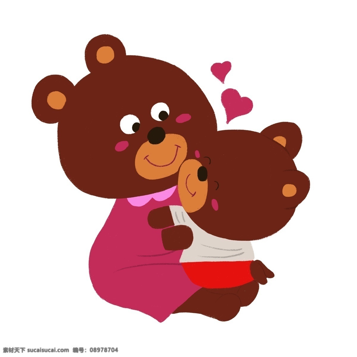 熊 妈妈 宝宝 手绘 插画 母爱 熊妈妈 熊宝宝 手绘插画