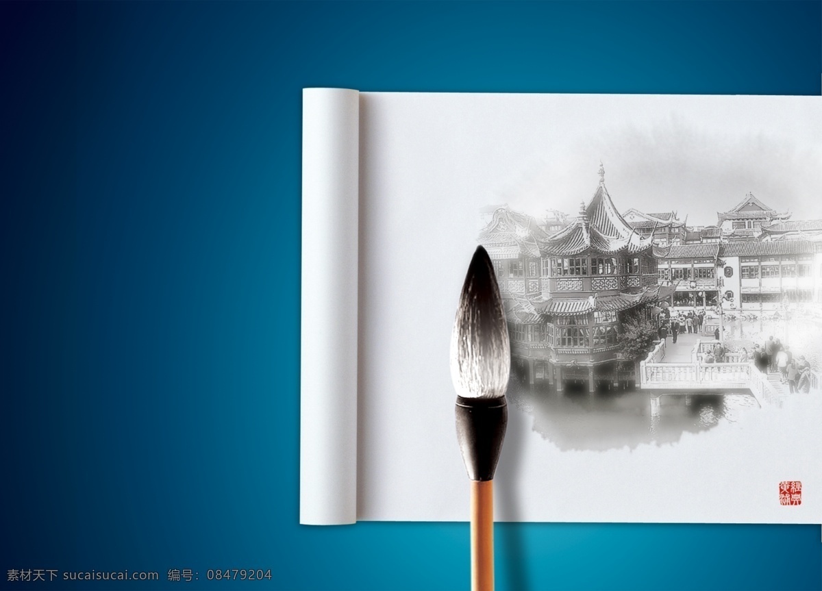 传统文化 毛笔 卷轴 水墨画 水墨风 江南水乡风情 宣传素材 水墨风素材 江南人家 水墨小船 江南风情 水墨山水 笔墨纸砚 画卷 画轴 印章 文化艺术 绘画书法 宣传广告