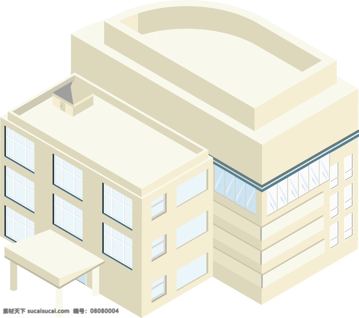 d 白色 房屋 场景 线性 建筑 2.5d