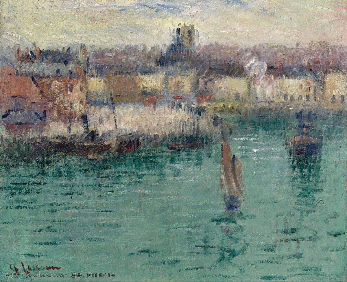 1929 大师 画家 风景画 静物 油画 建筑 装饰画 avant of port the dieppe loiseau gustave 人物 高清 西方 国外 现代 家居装饰素材