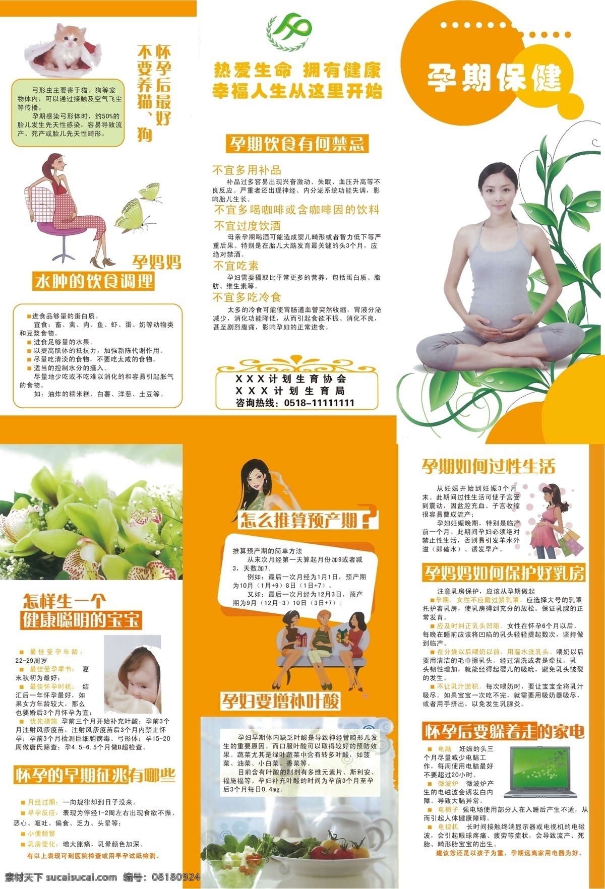 孕期保健 计生 折页 矢量图 现代科技