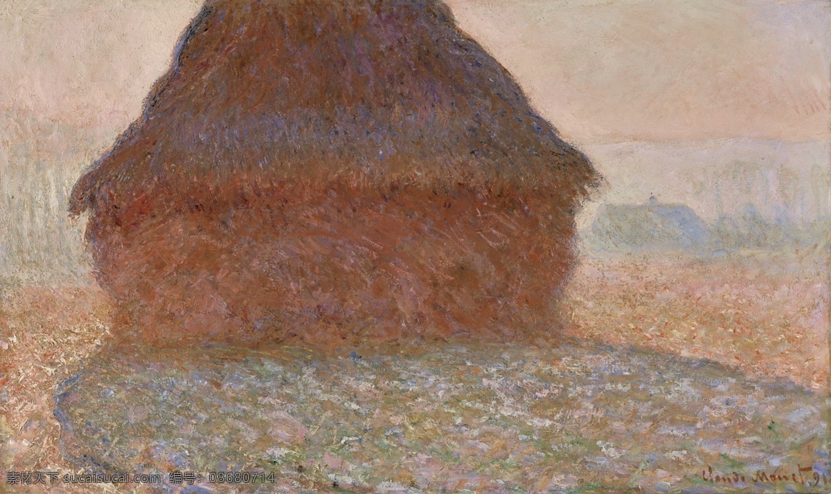 风景 建筑 田园 植物 水景 印象 画派 写实主义 油画 装饰画 sunlight the in haystack 装饰素材