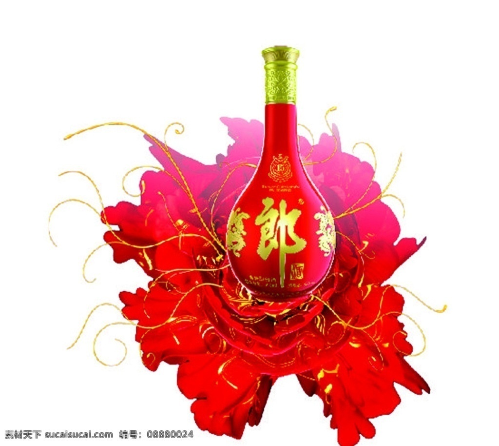 红花朗酒 大红花 酒瓶 白酒 高清图
